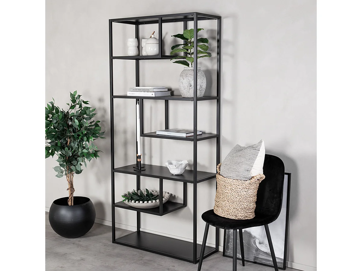 Étagère Bibliothèque 6 Niveaux "Staal" 190cm Noir
