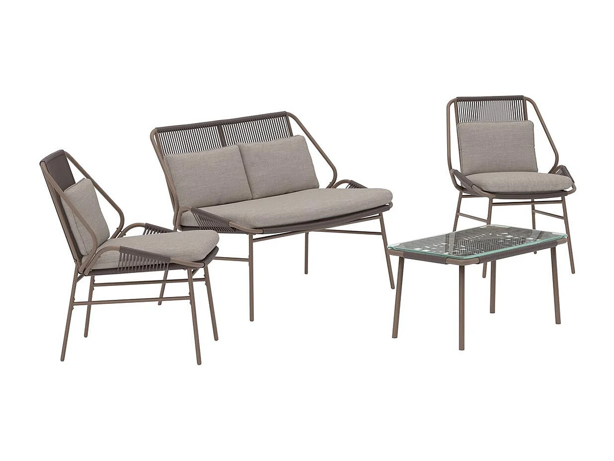 Salon de Jardin 4 Places "Zakynthos" 118cm Marron