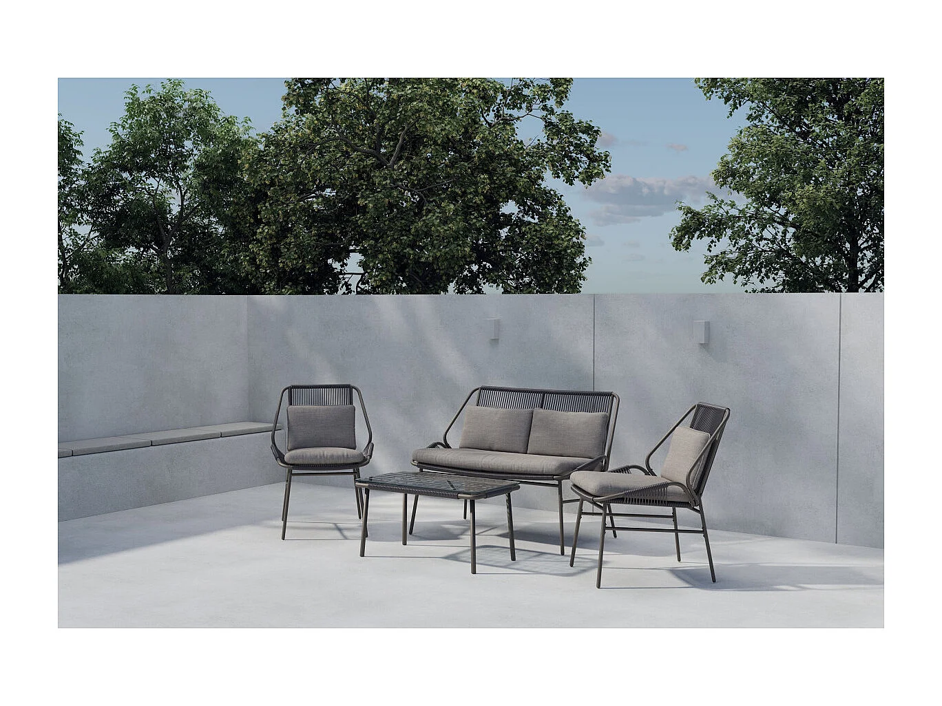 Salon de Jardin 4 Places "Zakynthos" 118cm Marron