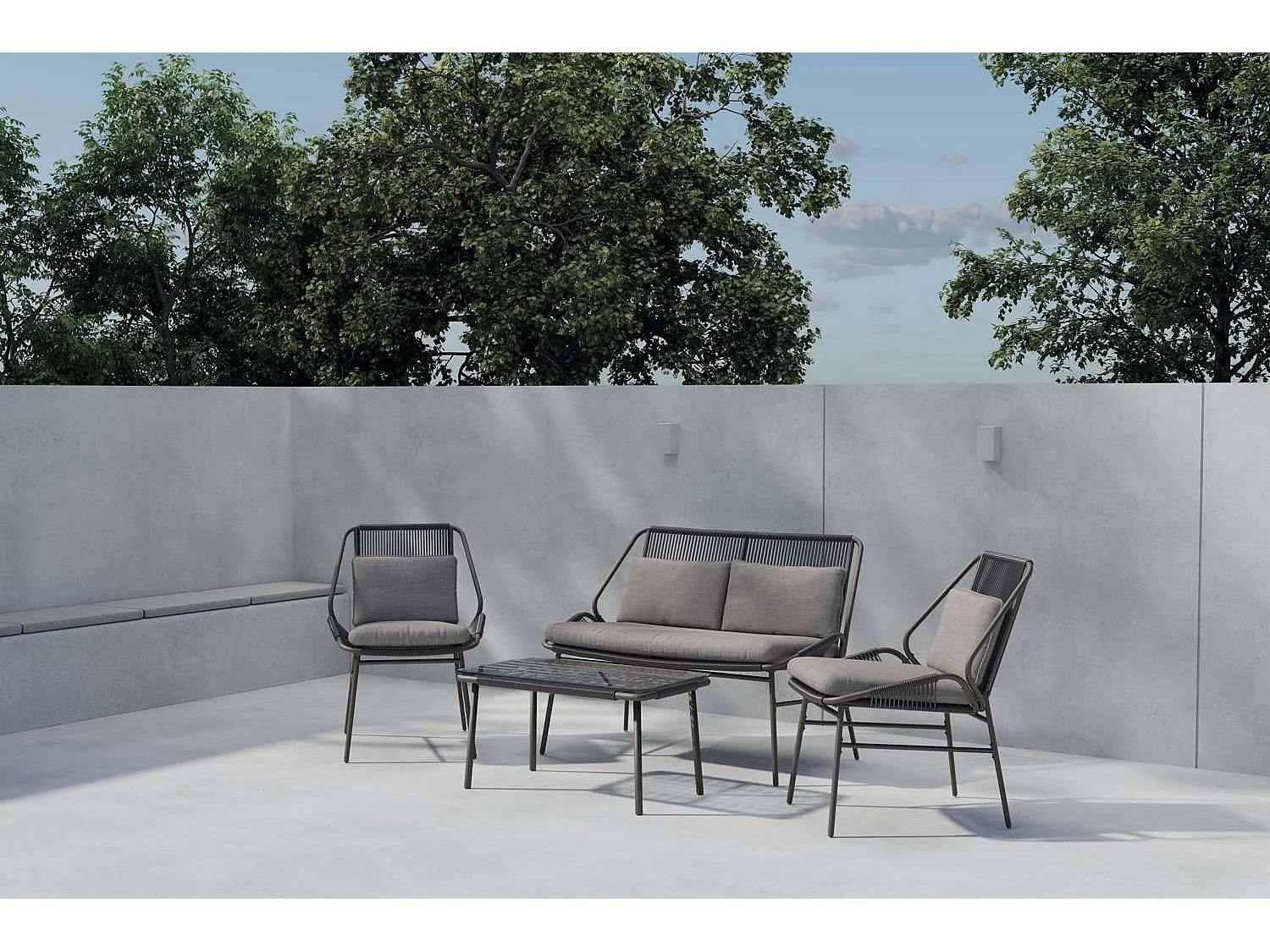 Salon de Jardin 4 Places "Zakynthos" 118cm Marron