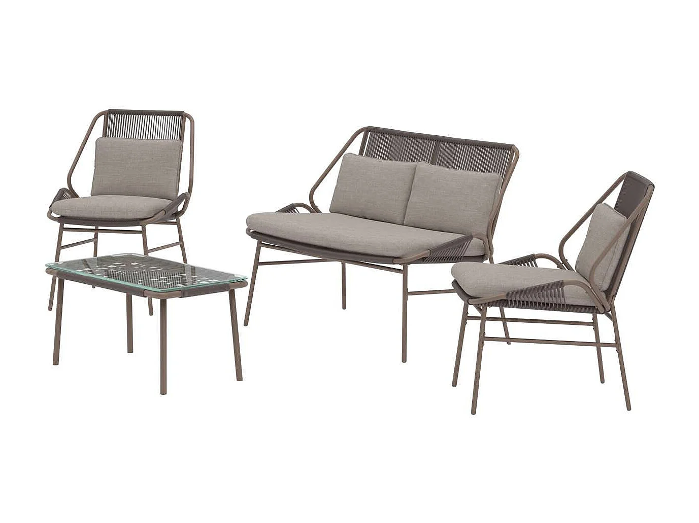 Salon de Jardin 4 Places "Zakynthos" 118cm Marron