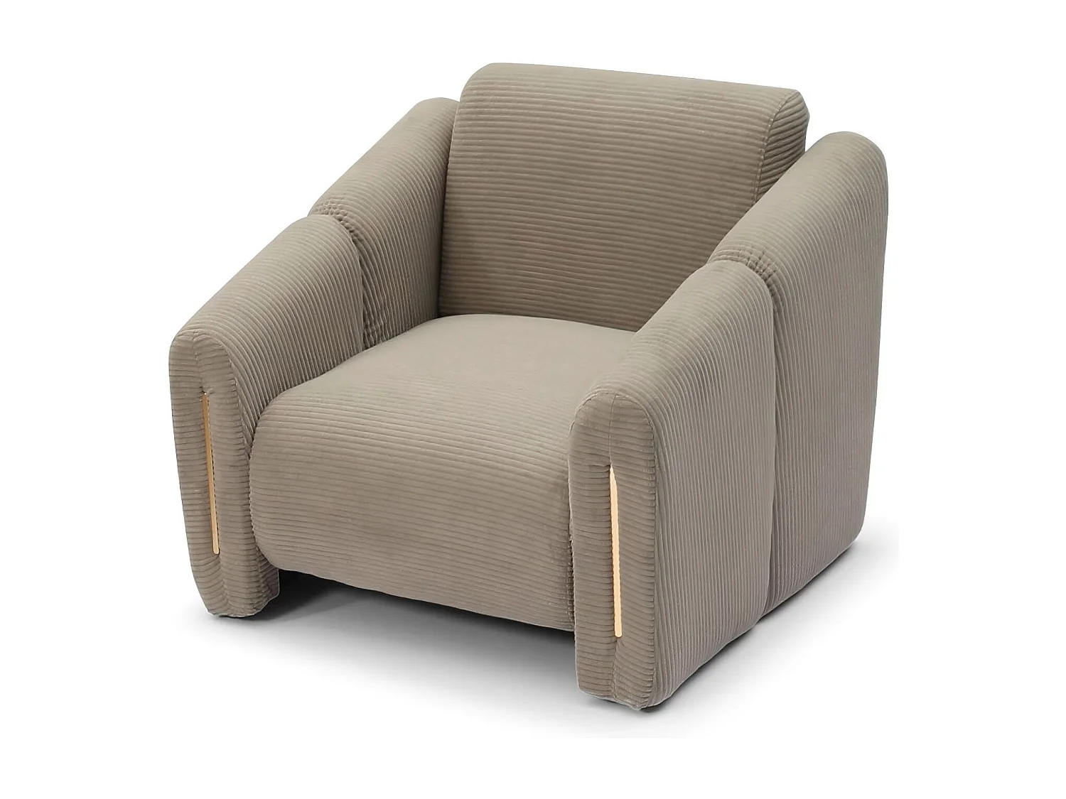 Fauteuil design Maximilien Métal doré et Velours côtelé Taupe