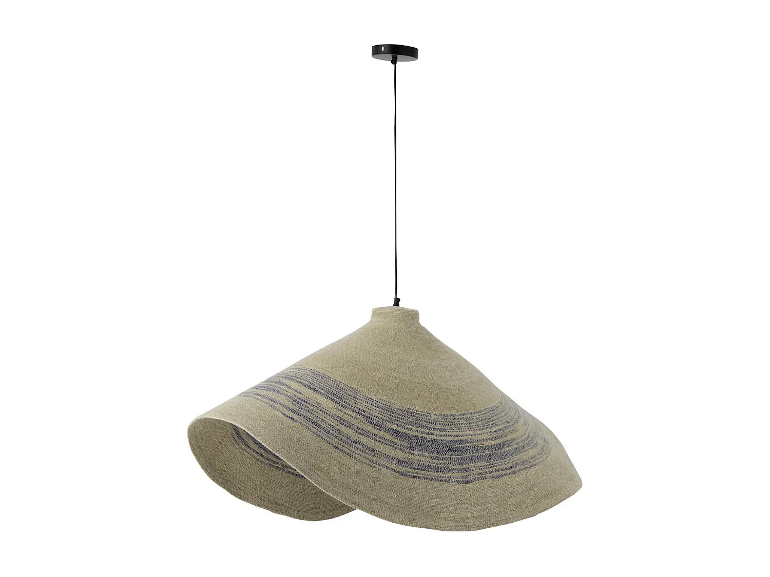 Suspension en Jonc de Mer "Galene" 100cm Naturel & Bleu