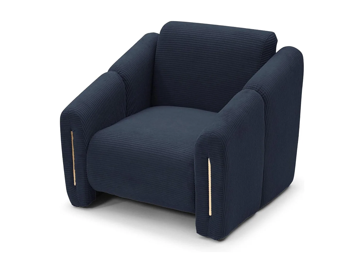 Fauteuil design Maximilien Métal doré et Velours côtelé Bleu foncé