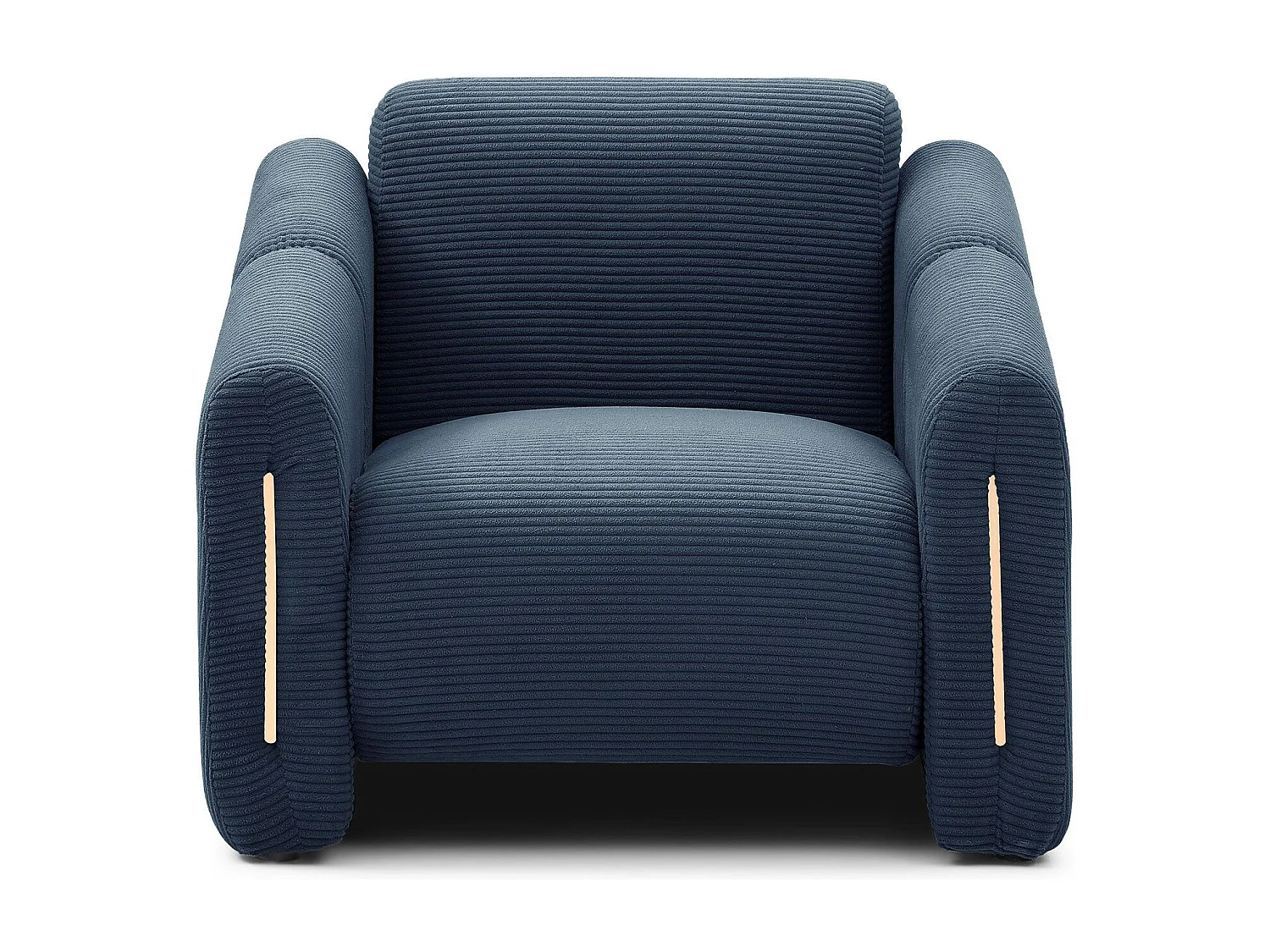 Fauteuil design Maximilien Métal doré et Velours côtelé Bleu foncé