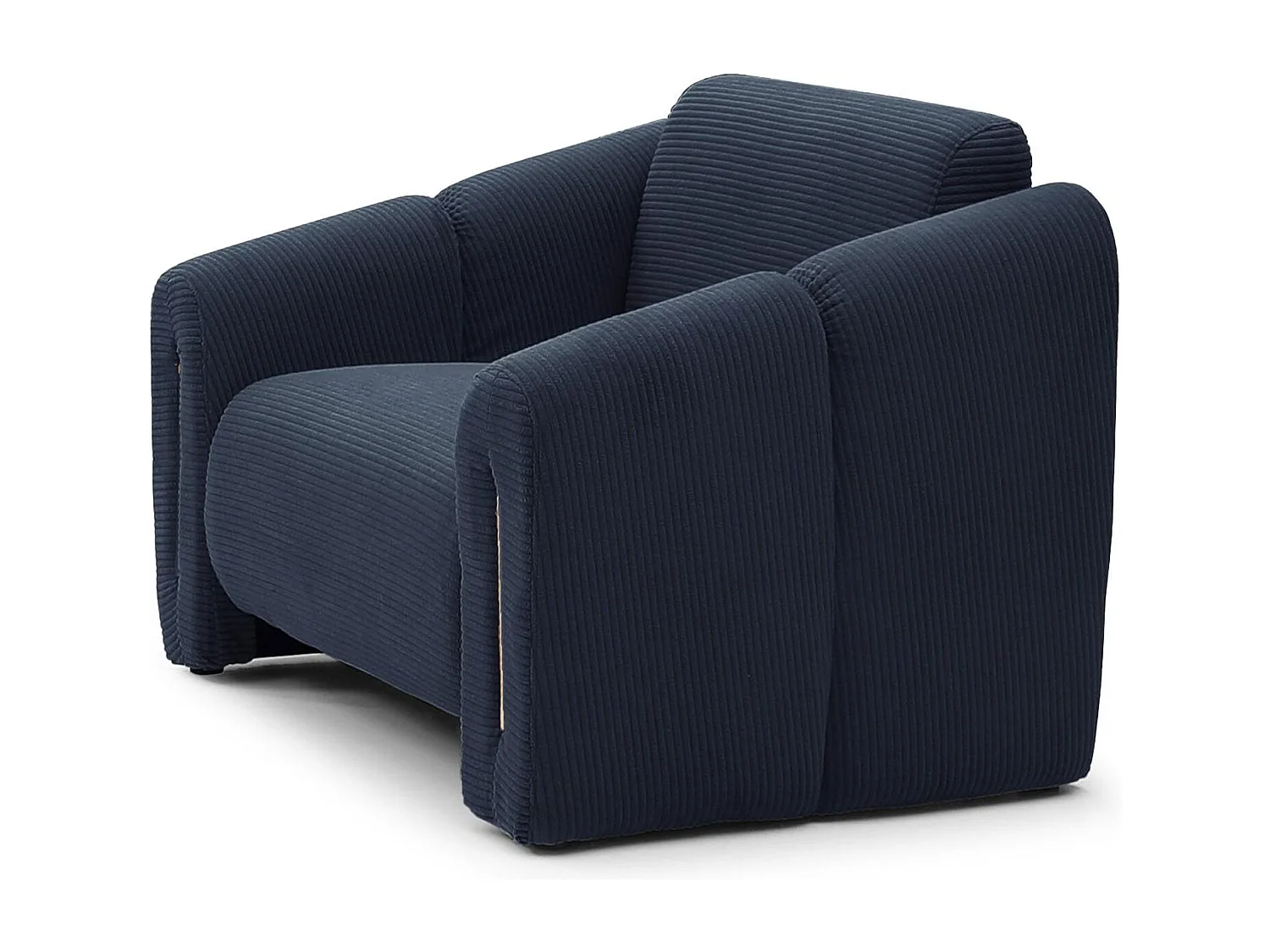 Fauteuil design Maximilien Métal doré et Velours côtelé Bleu foncé