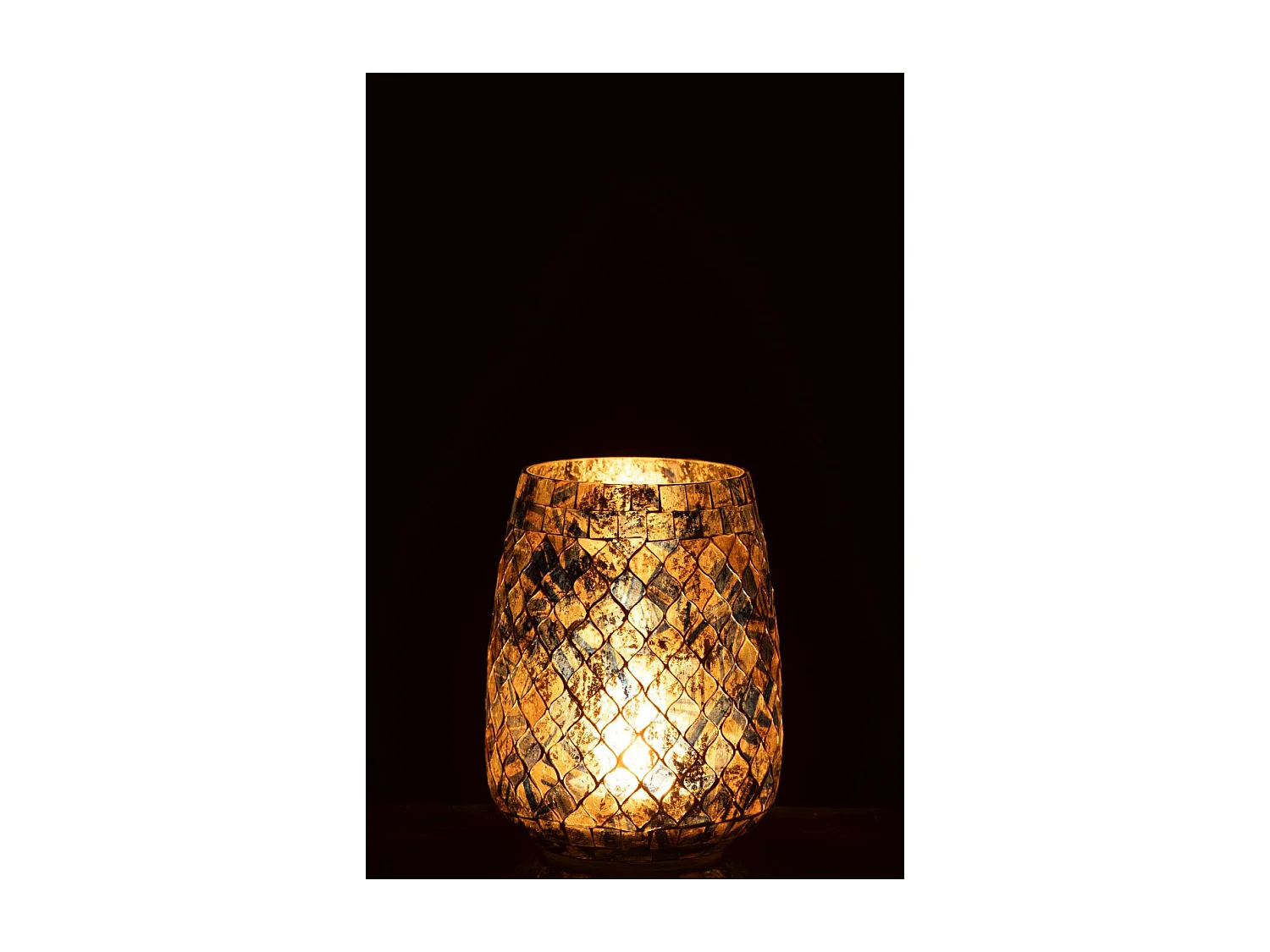 Photophore Mosaïque en Verre "Marlon" 16cm Bleu