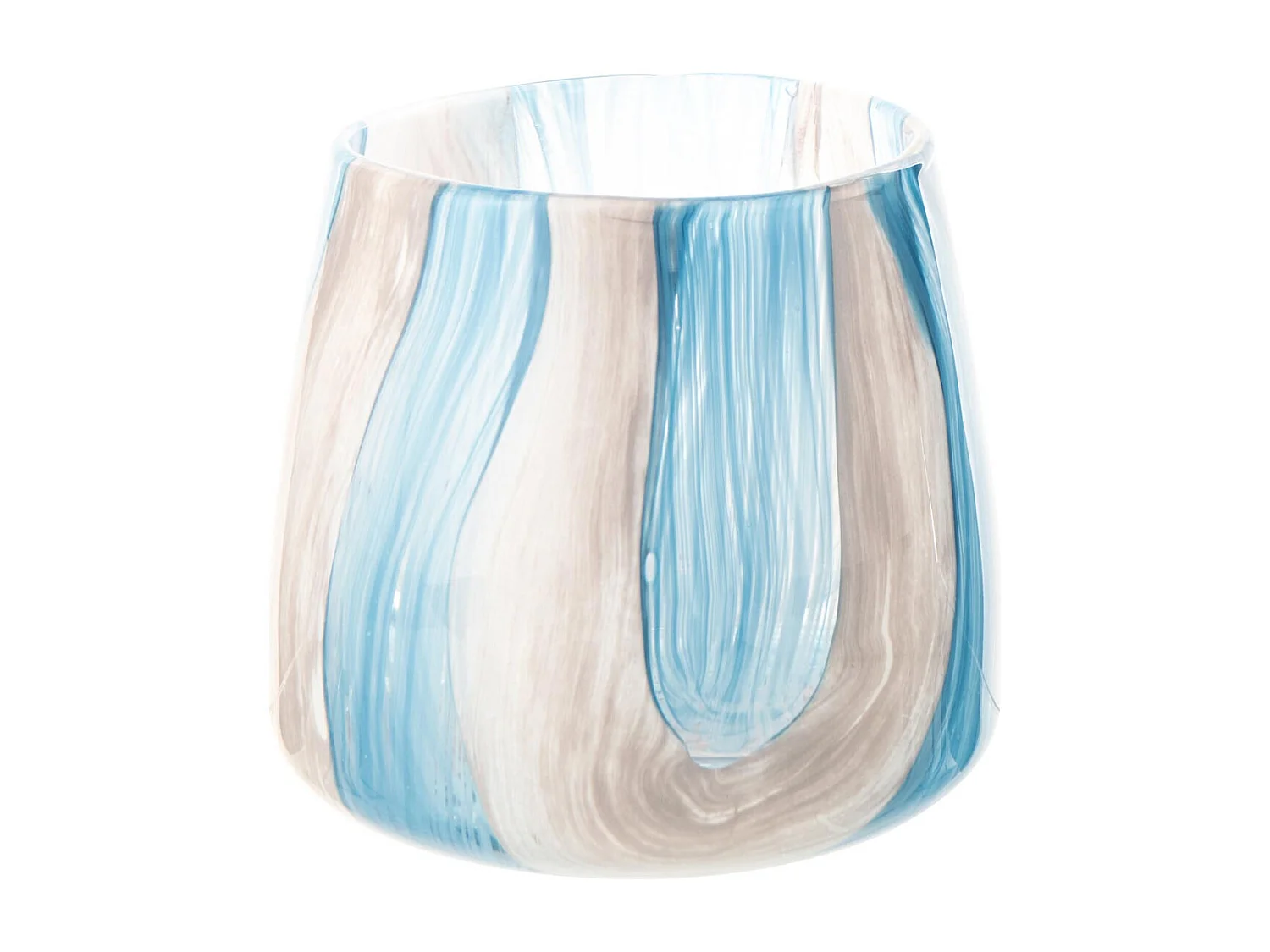 Photophore Design en Verre "Quinton" 20cm Bleu