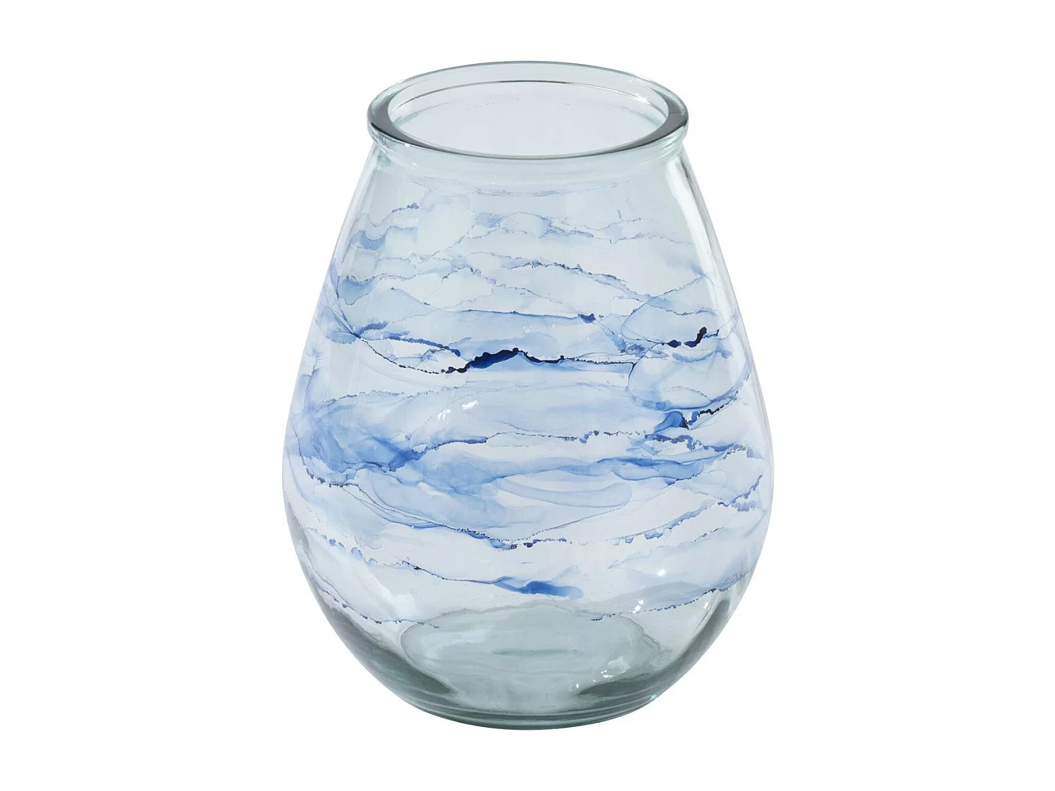 Photophore Design en Verre "Vague" 35cm Bleu