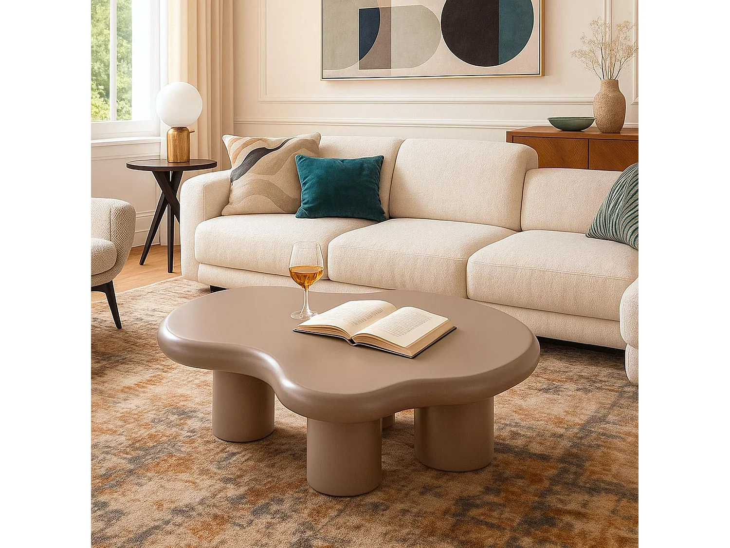 Table basse forme nuage Valdo 69x100cm Taupe