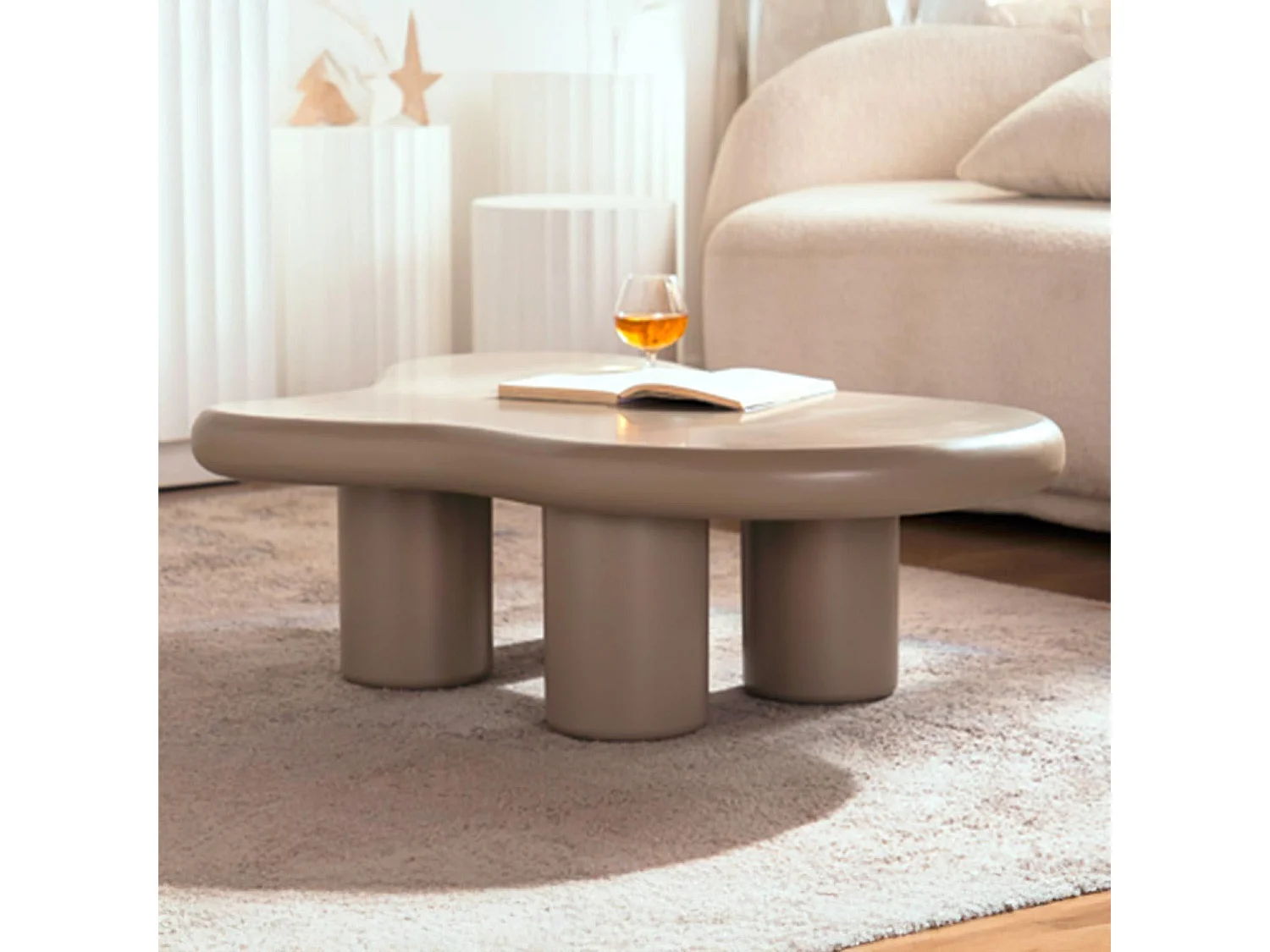 Table basse forme nuage Valdo 69x100cm Taupe