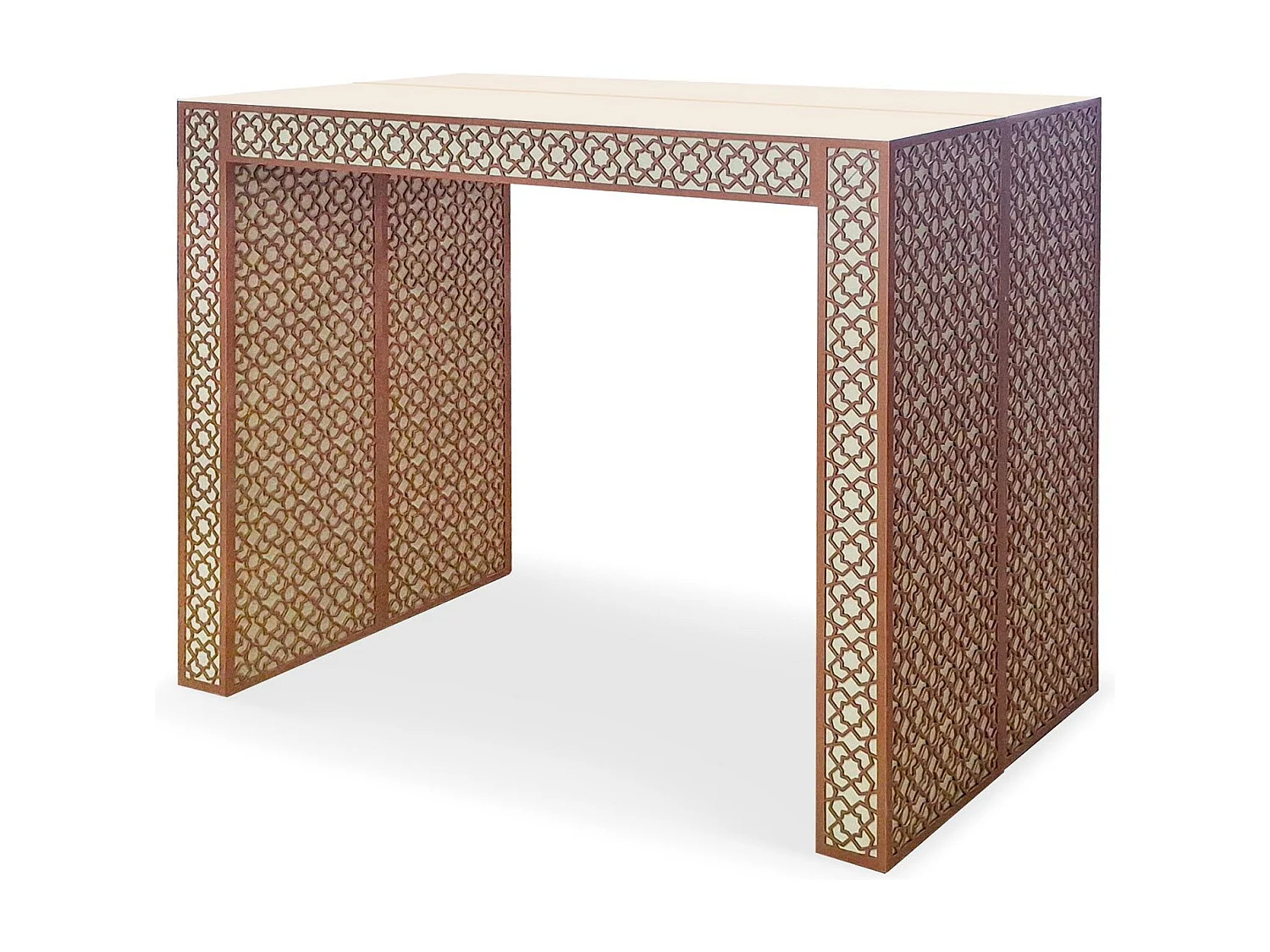 Console extensible L50-200cm Nassau Morocco design moucharabieh Beige et Bronze