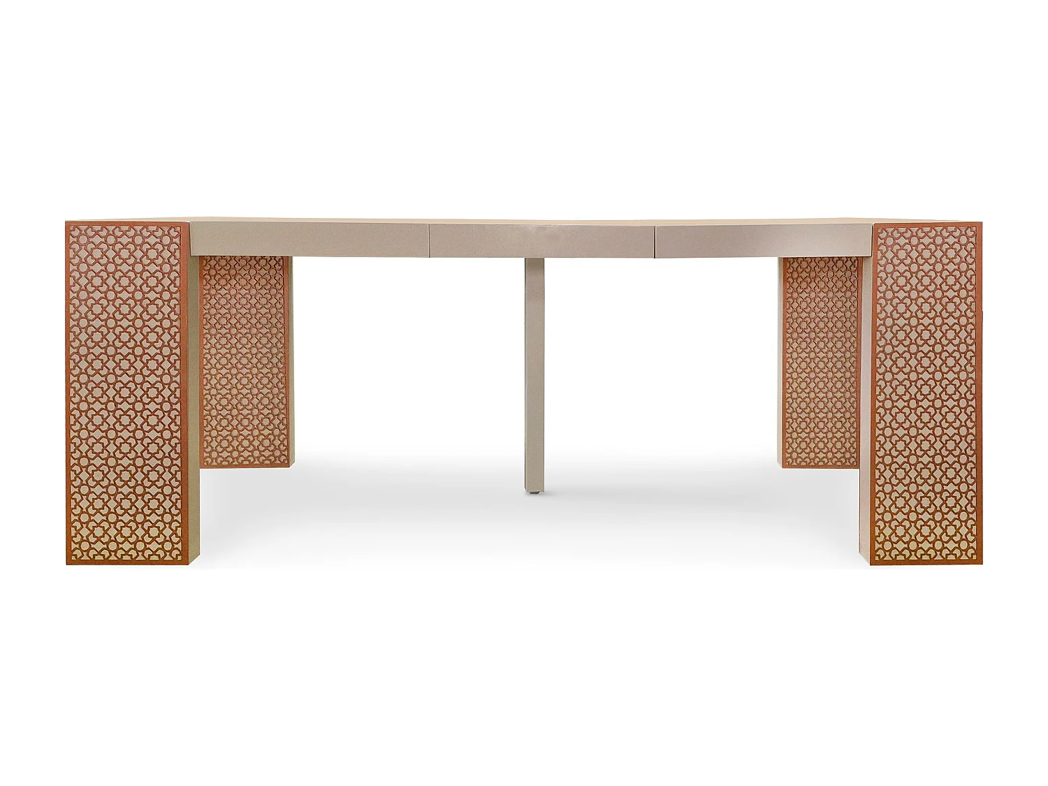 Console extensible L50-200cm Nassau Morocco design moucharabieh Beige et Bronze