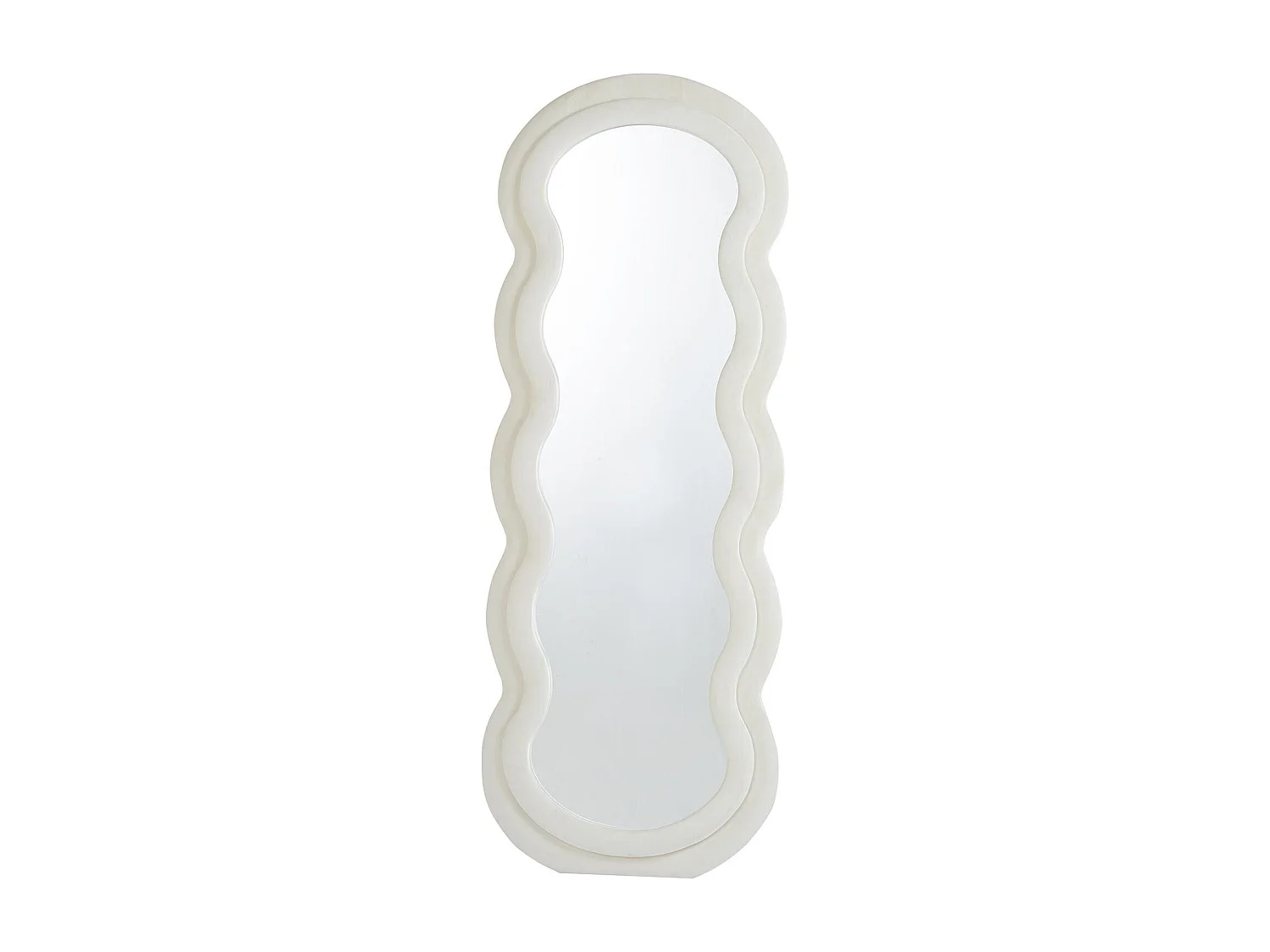 Miroir en pied décoratif design ondulé Andromak 70x170cm Velours Crème