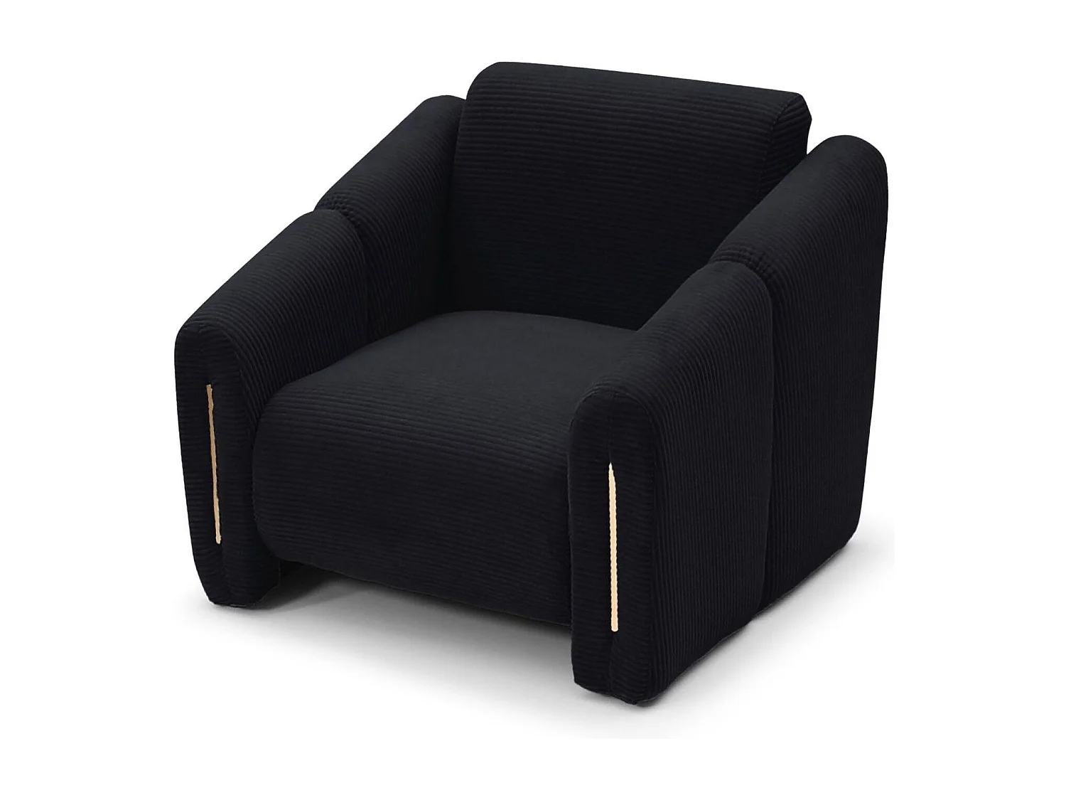 Fauteuil design Maximilien Métal doré et Velours côtelé Noir