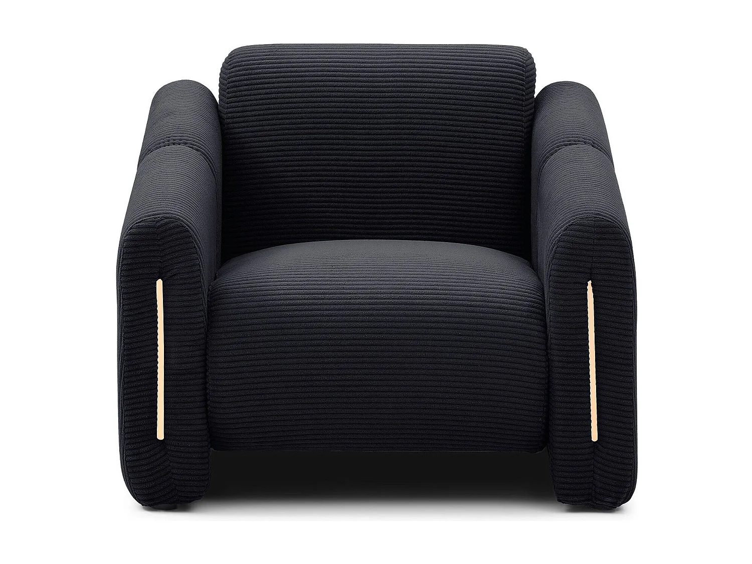 Fauteuil design Maximilien Métal doré et Velours côtelé Noir