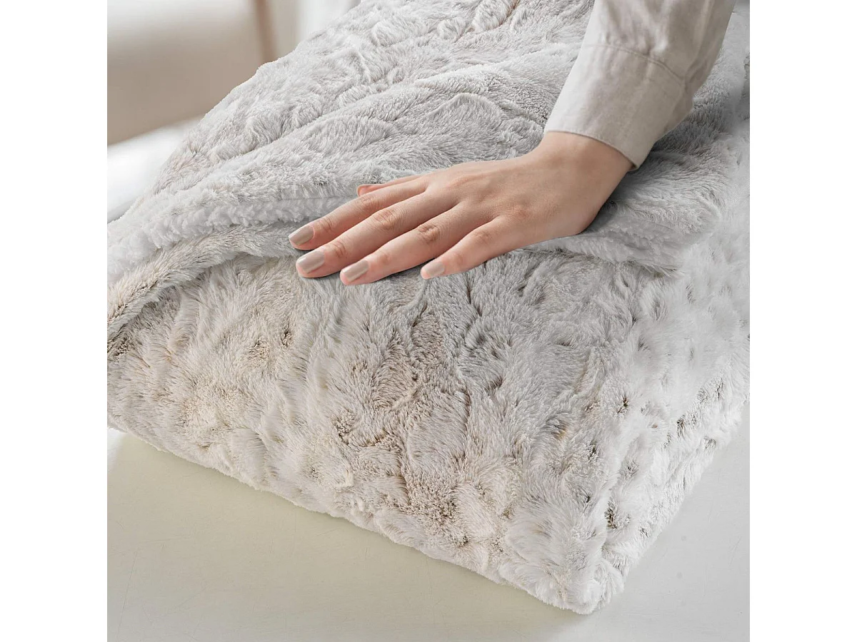 Plaid XL Imitation Fourrure Sherpa "Alaska" 220x240cm Naturel