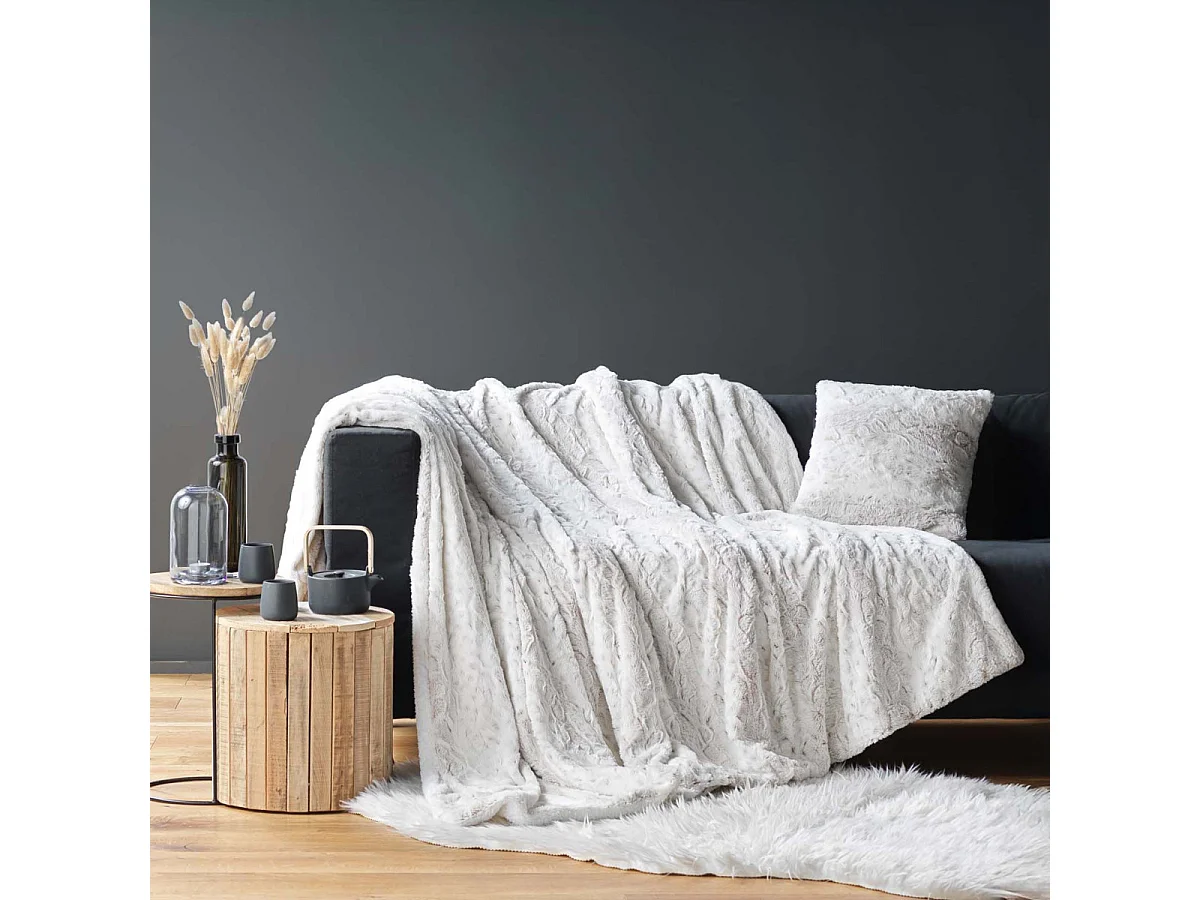 Plaid XL Imitation Fourrure Sherpa "Alaska" 220x240cm Naturel