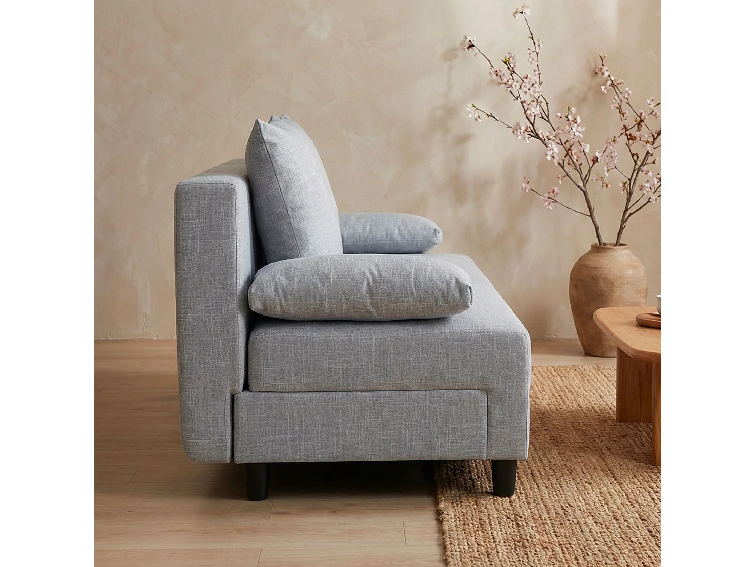 Canapé d'angle convertible Expression Tissu Gris clair
