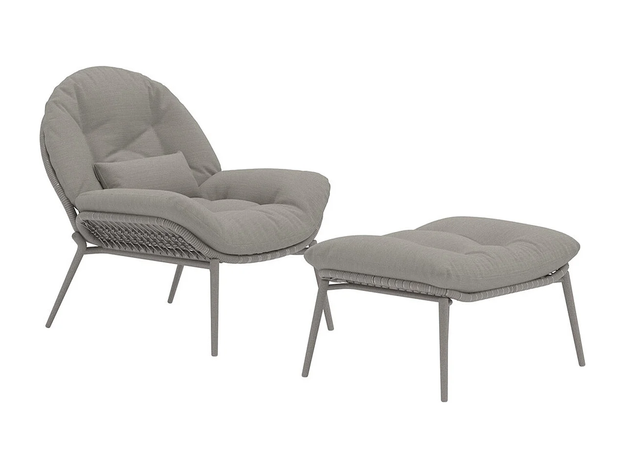 Fauteuil de Jardin & Repose-Pieds "Cala" 92cm Beige