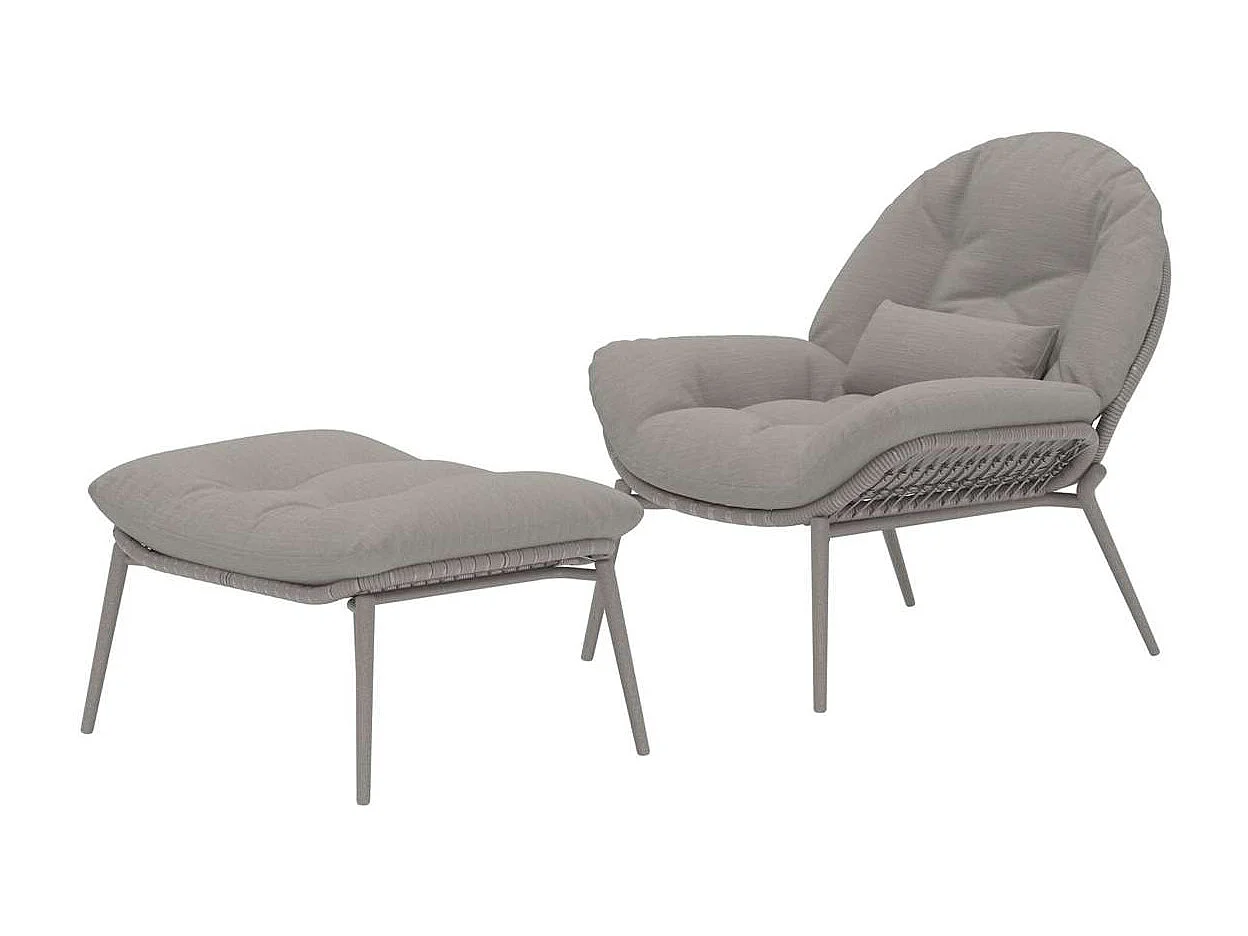 Fauteuil de Jardin & Repose-Pieds "Cala" 92cm Beige