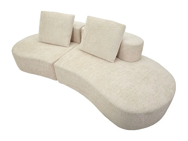 Sofá moderno de diseño escultural en color blanco.