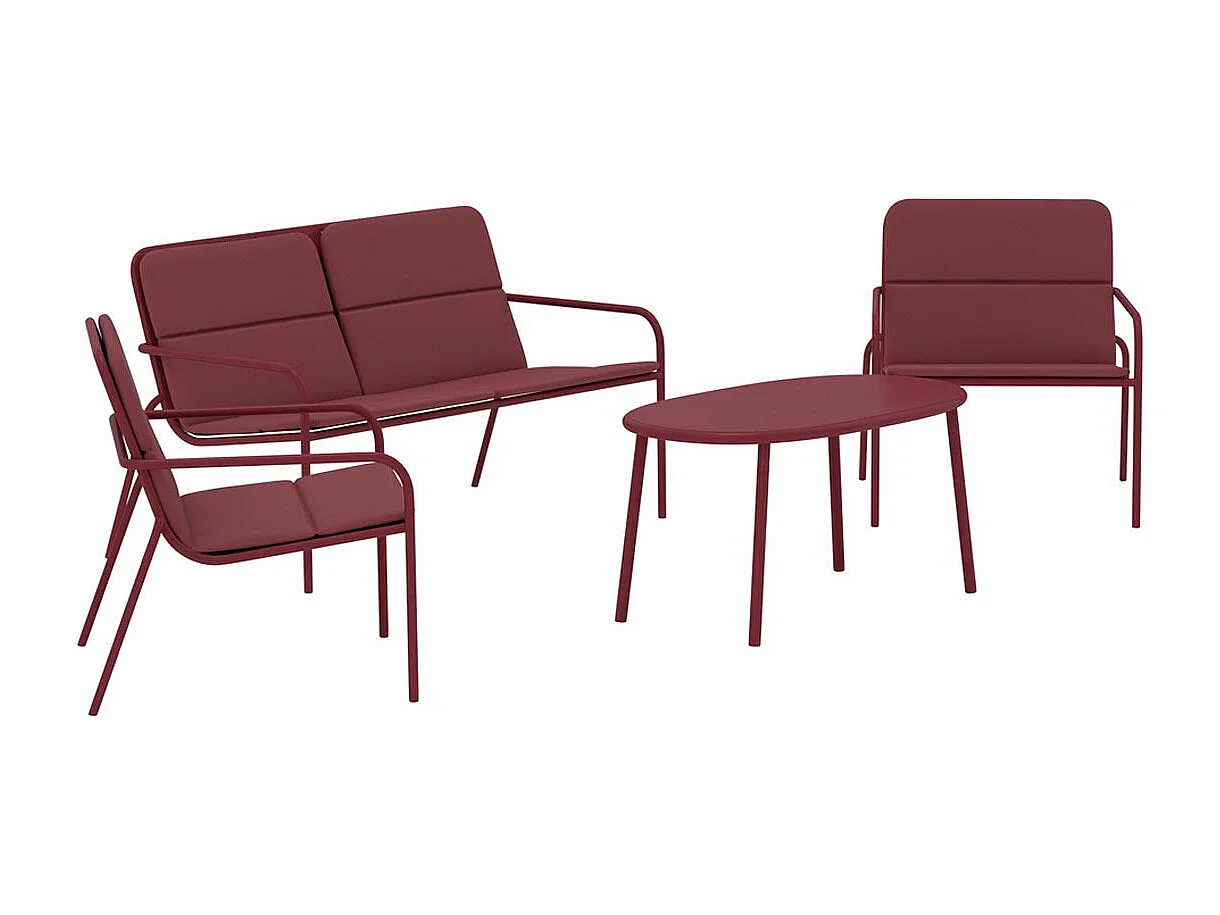 Salon de Jardin 4 Pièces "Fourni" 133cm Bordeaux