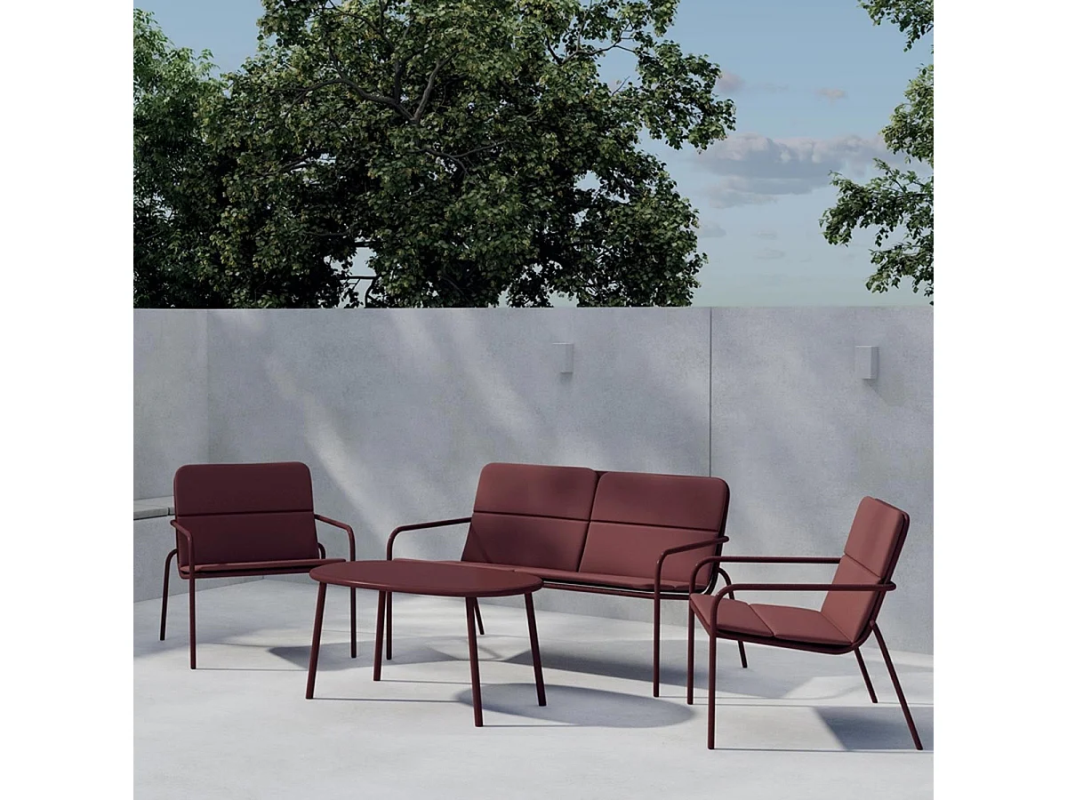 Salon de Jardin 4 Pièces "Fourni" 133cm Bordeaux