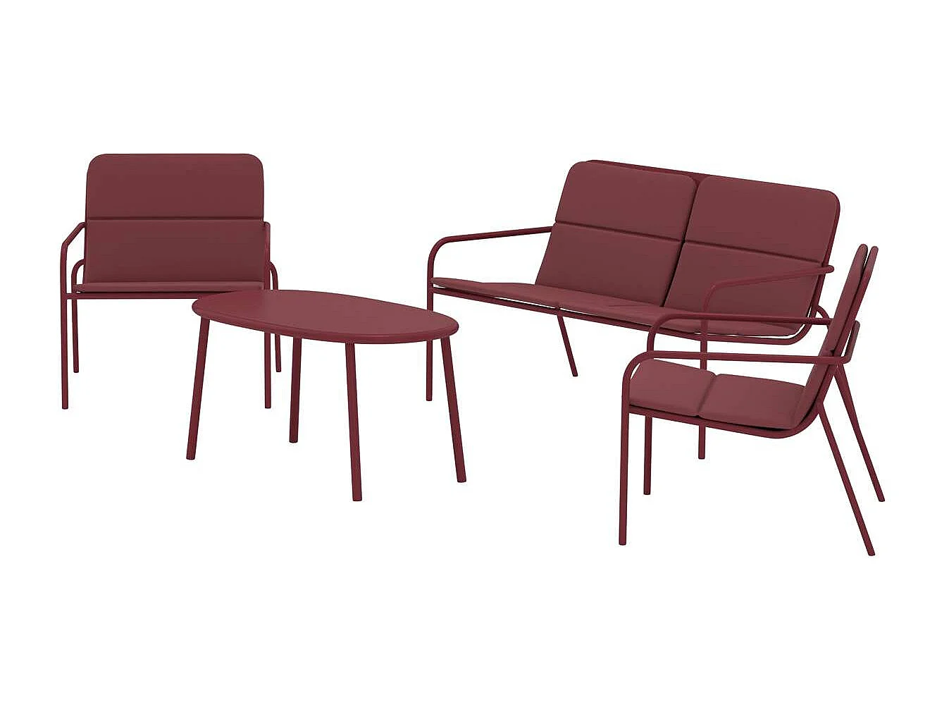 Salon de Jardin 4 Pièces "Fourni" 133cm Bordeaux