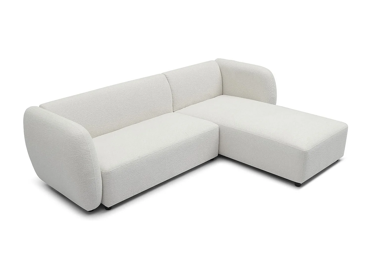 Canapé d'angle réversible moderne Larry Tissu bouclette Crème