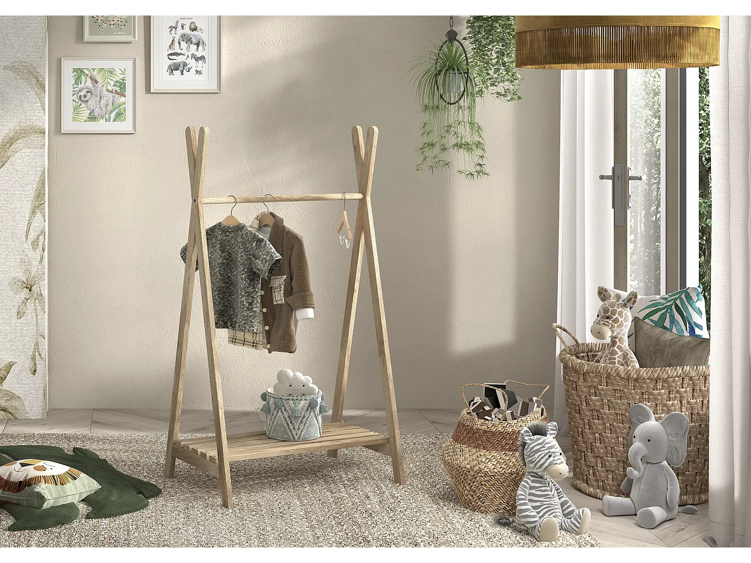 Perchero infantil DALLAS – Roble macizo natural