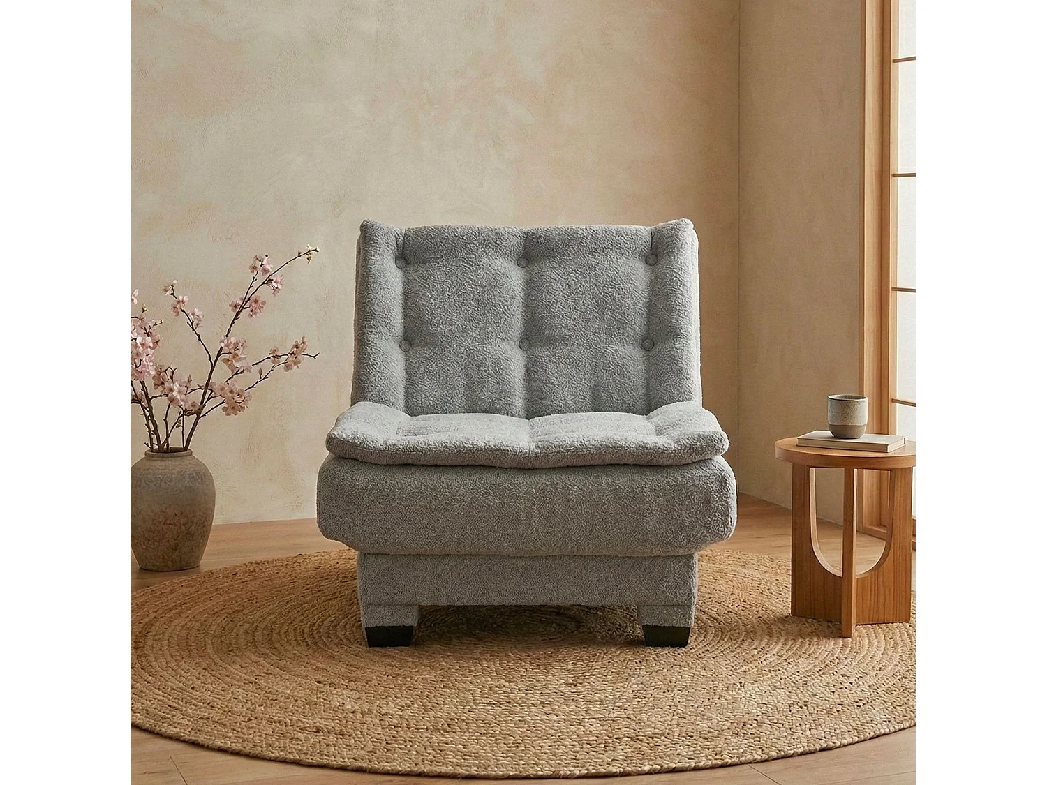 Fauteuil transformable en banquette Lefkada Tissu texturé Gris