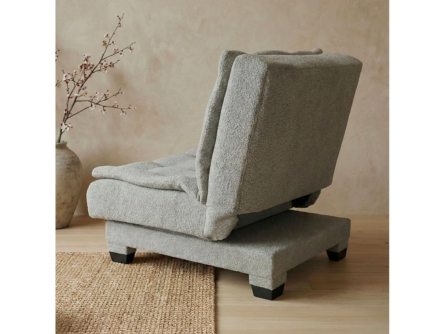 Fauteuil transformable en banquette Lefkada Tissu texturé Gris