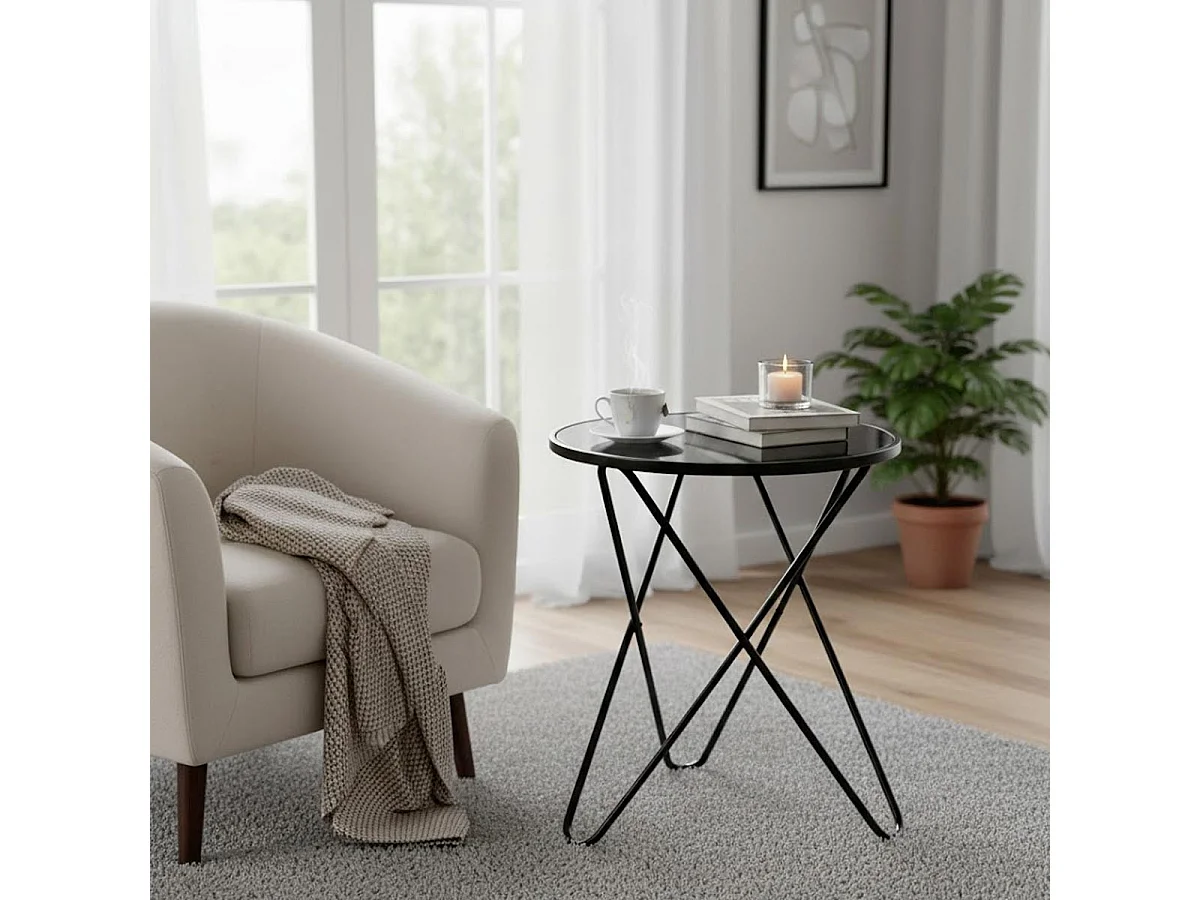 Table Basse en Verre "Théo" 56cm Noir