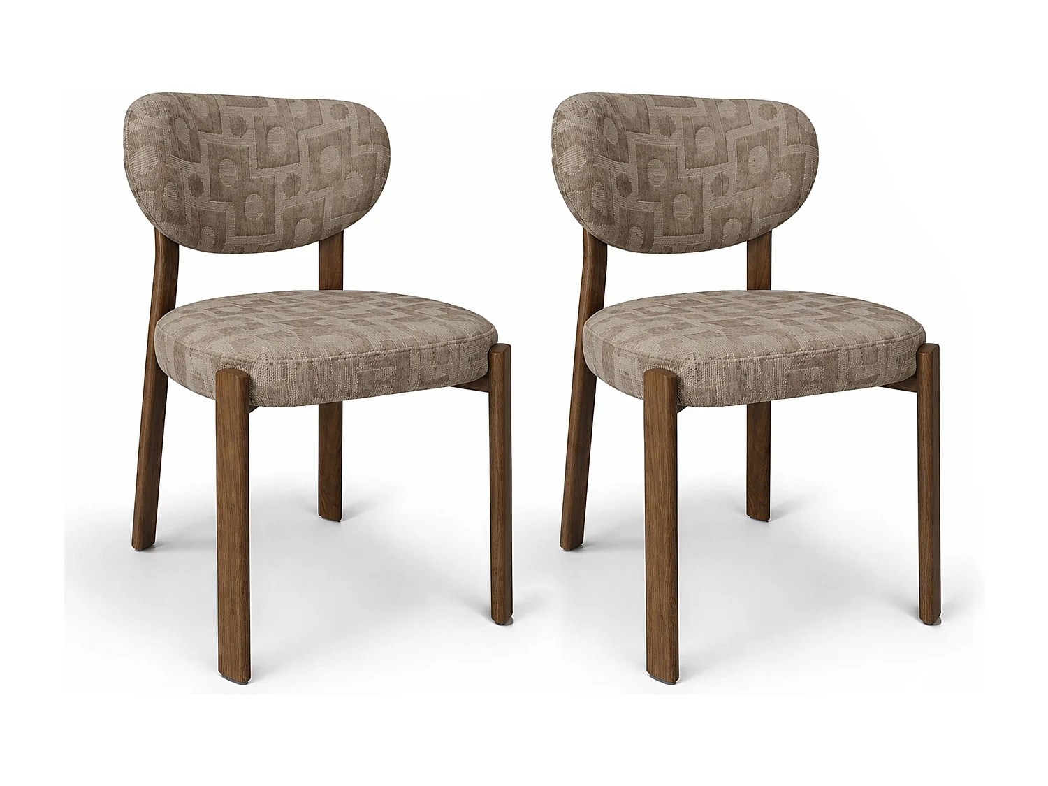 Now's Home - Lot 2 Chaise Tissu Taupe Structuré Métal Effet Bois 55x48x80.5 Suzie