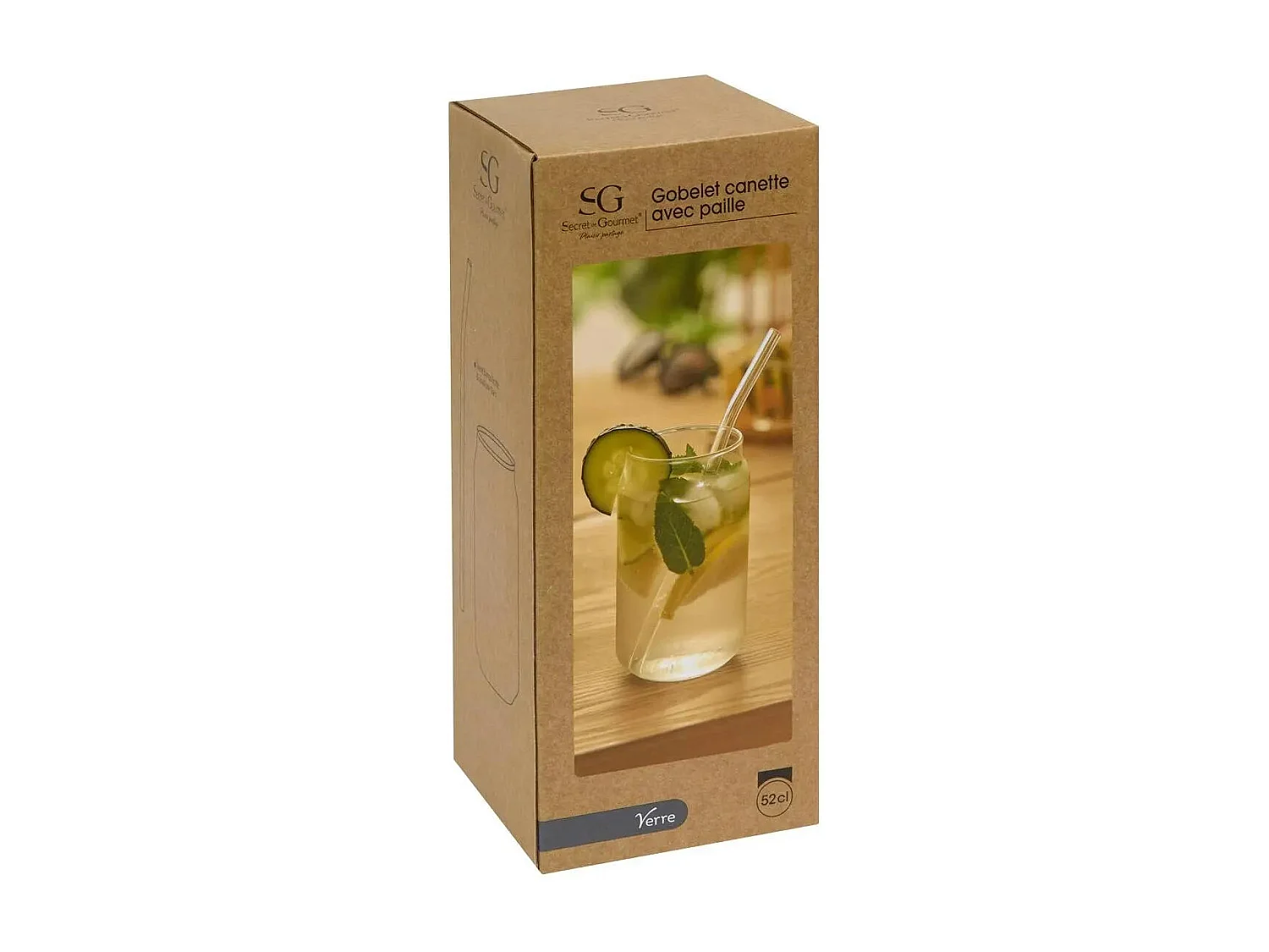 Verre Cannette Avec Paille "Julie" 52cl Transparent