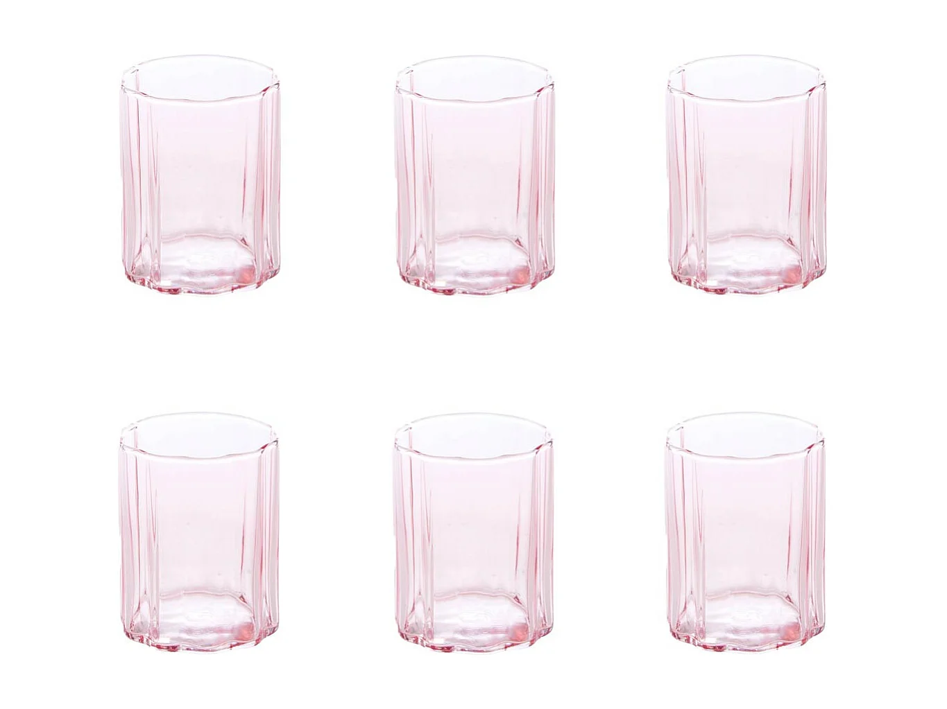 Lot de 6 Gobelet Bas en Verre "Fleur" 25cl Rose