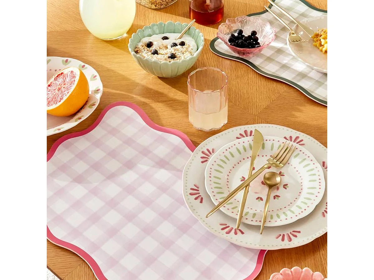 Lot de 6 Gobelet Bas en Verre "Fleur" 25cl Rose