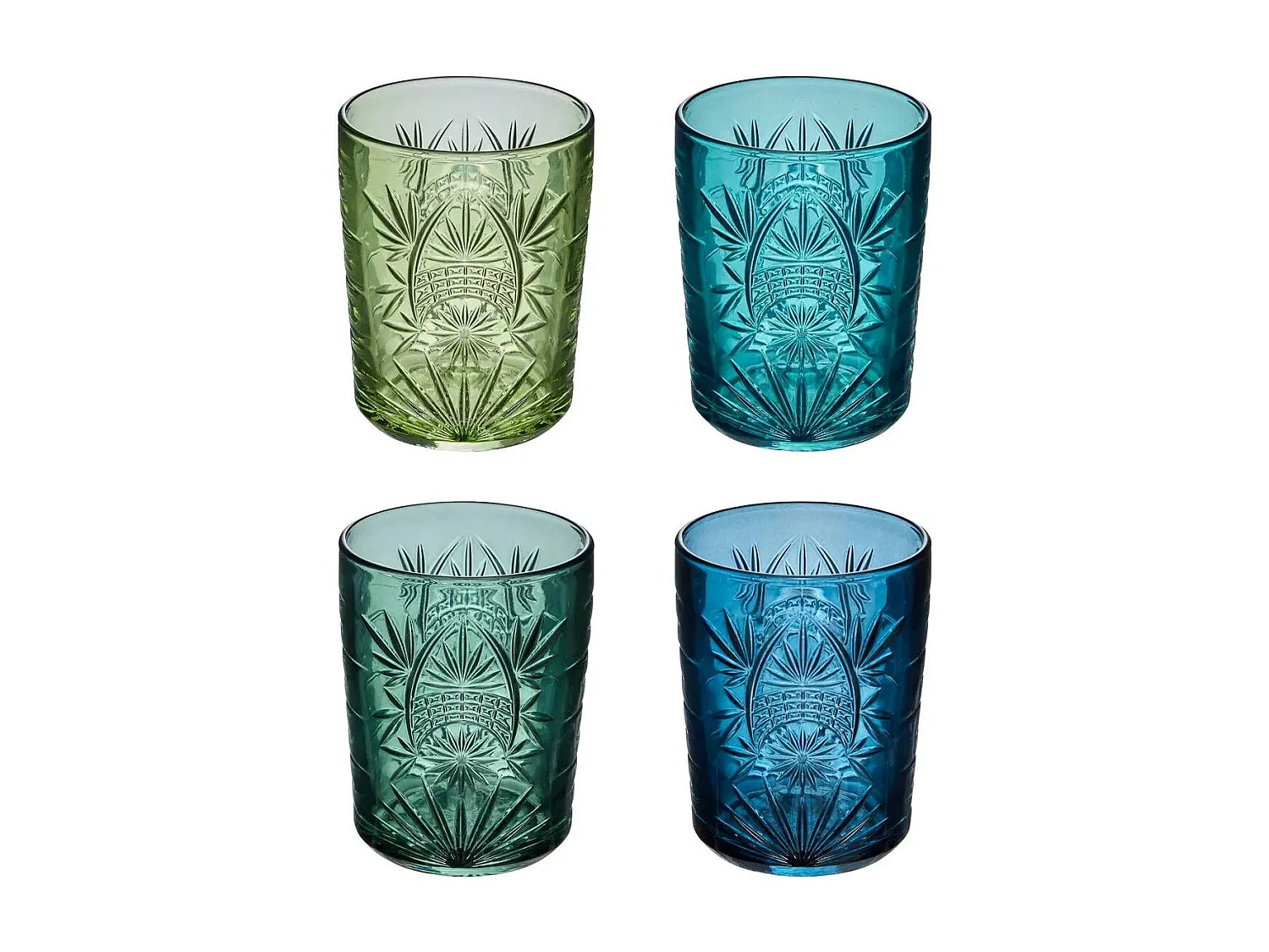 Lot de 4 Gobelets Bas Design "Ayla" 35cl Bleu