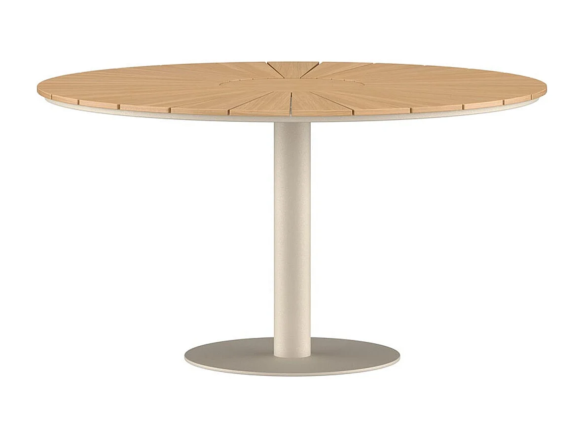 Table de Jardin Ronde en Teck "Croft" 120cm Beige