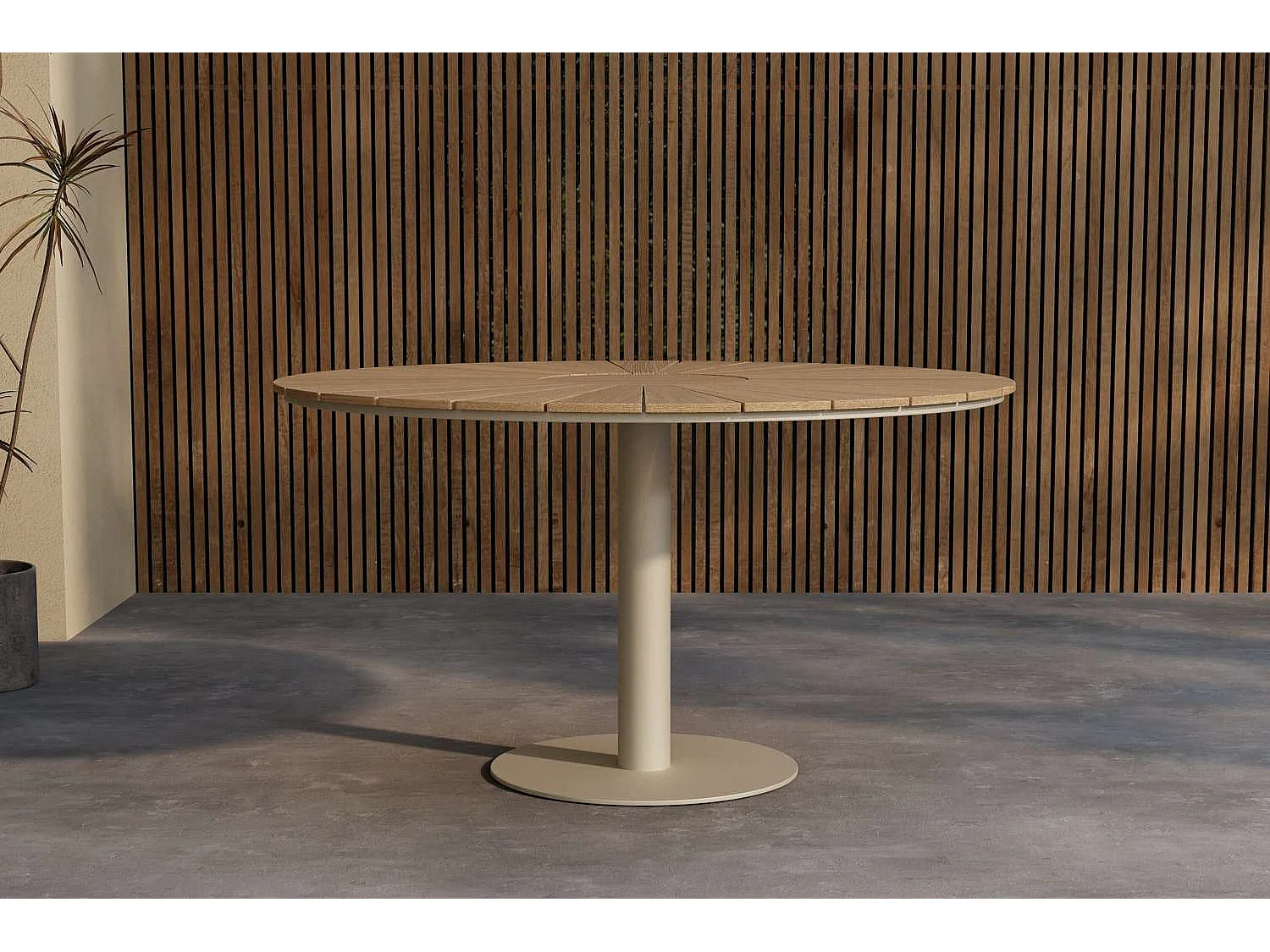 Table de Jardin Ronde en Teck "Croft" 120cm Beige