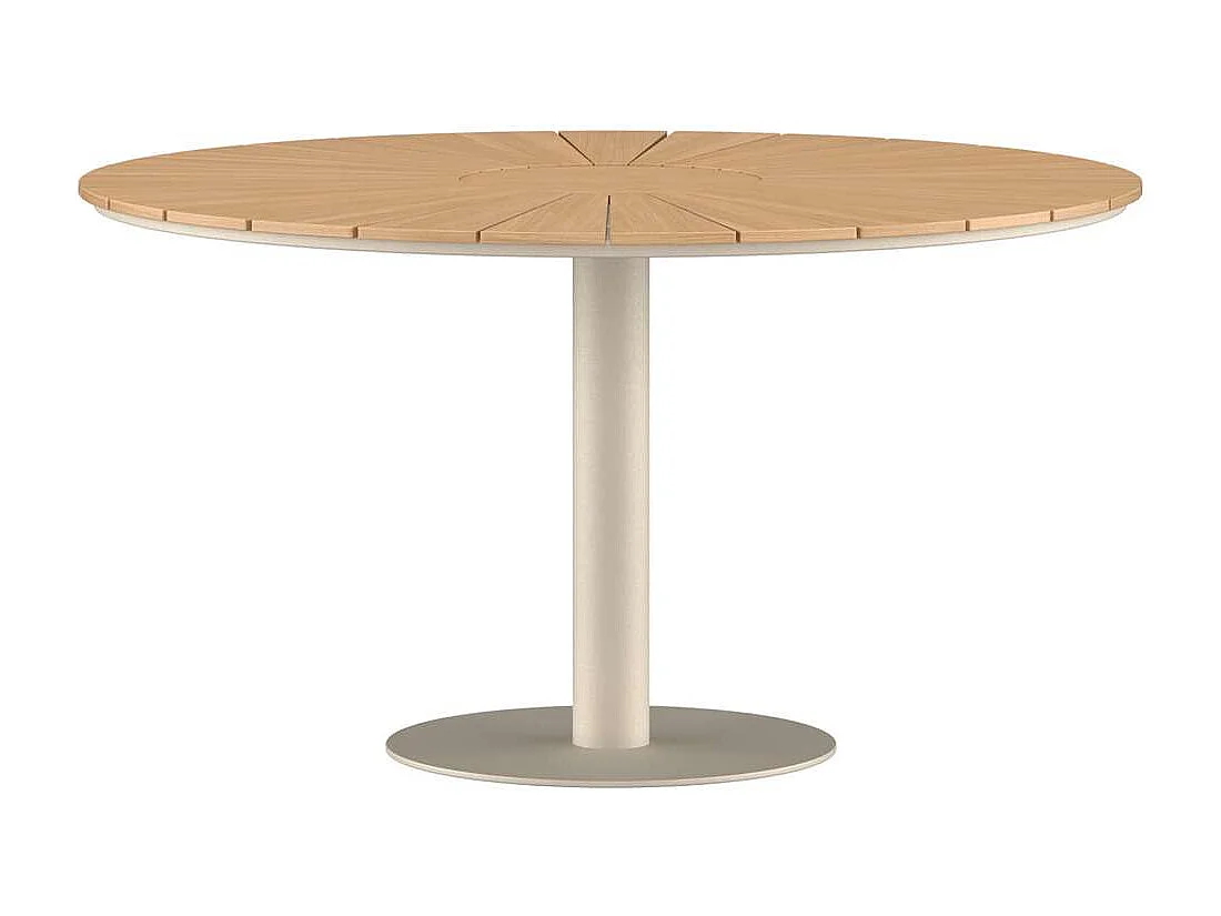 Table de Jardin Ronde en Teck "Croft" 120cm Beige