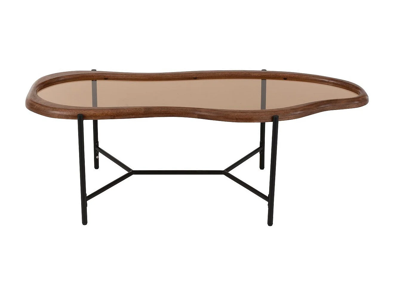 Table Basse en Verre "Zig" 118cm Marron