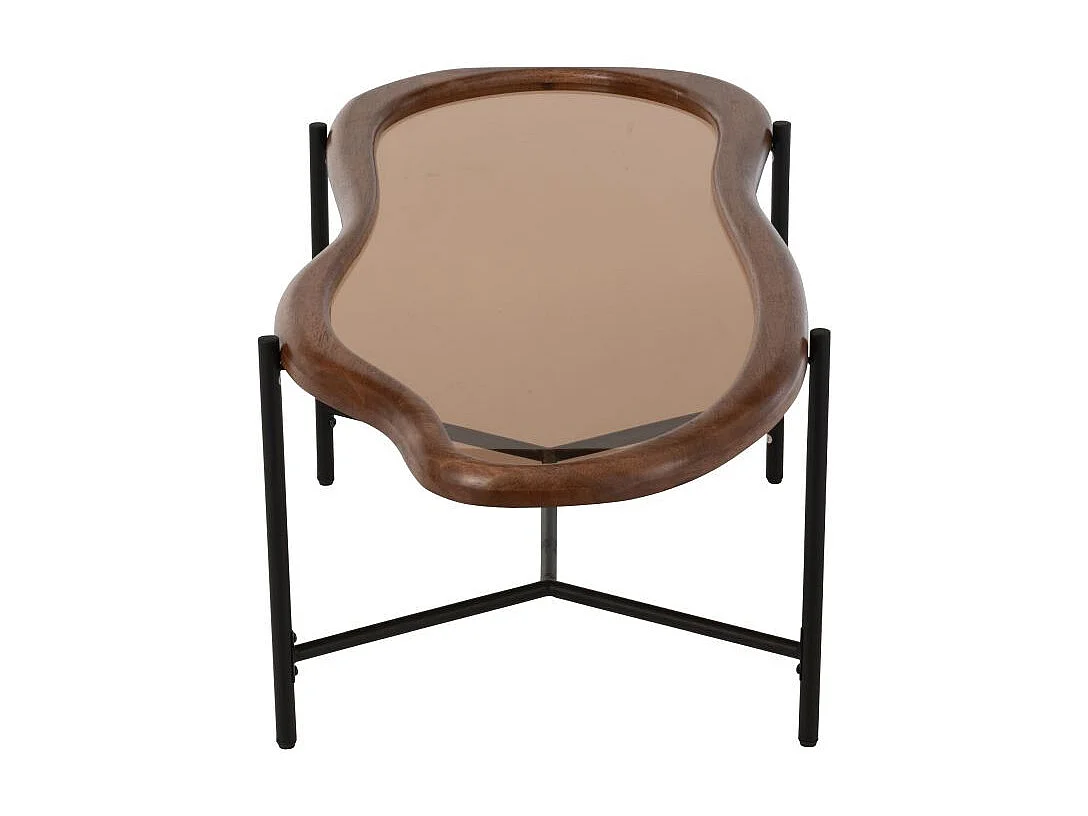 Table Basse en Verre "Zig" 118cm Marron