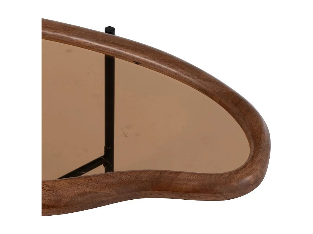 Table Basse en Verre "Zig" 118cm Marron