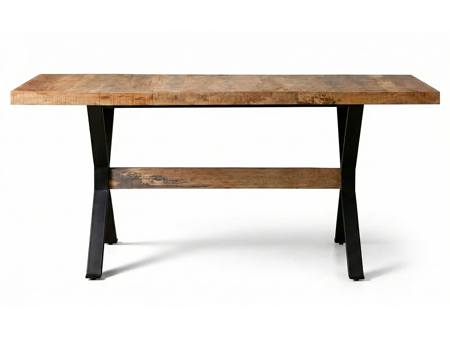 Table à manger rectangulaire style industriel 150cm Rustica Bois de manguier et Métal Noir