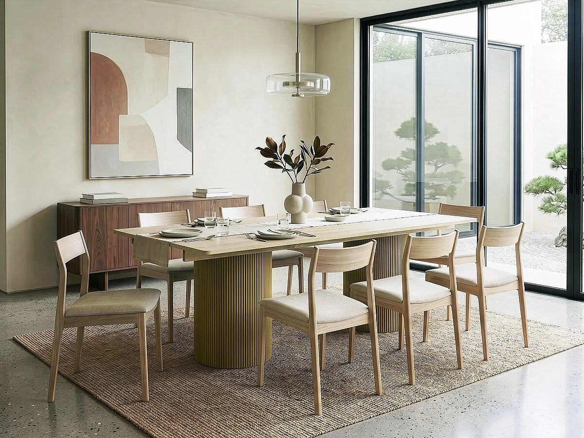 Ovaler Holz-Esstisch "Zenith" - 180 cm - 8 Sitzplätze - Beige