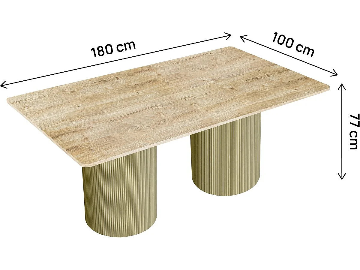 "Zénith" Ovalt Trämatbord - 180 cm - 8 Sittplatser - Beige Modern Design