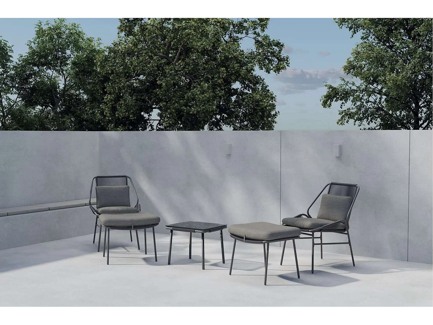 Salon de Jardin 3 Pièces "Zakynthos" 85cm Marron