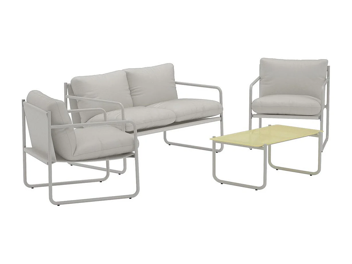 Salon de Jardin 4 Places "Thassos" 128cm Gris